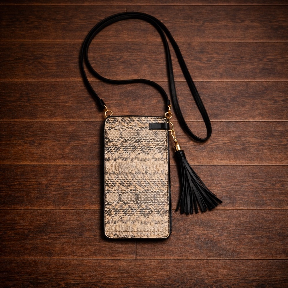 INC International Concepts Snakeskin Black Crossbody Bag